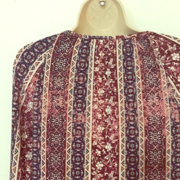 Lucky Brand Boho multi pattern long sleeve top - Picture 4 of 6